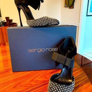 New Sergio Rossi Black Evening Shoes with Crystals